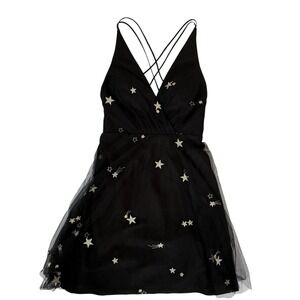 Jenny Yoo Starry Night Embroidered Tulle Dress Size 0 Black HOCO Prom Bridesmaid
